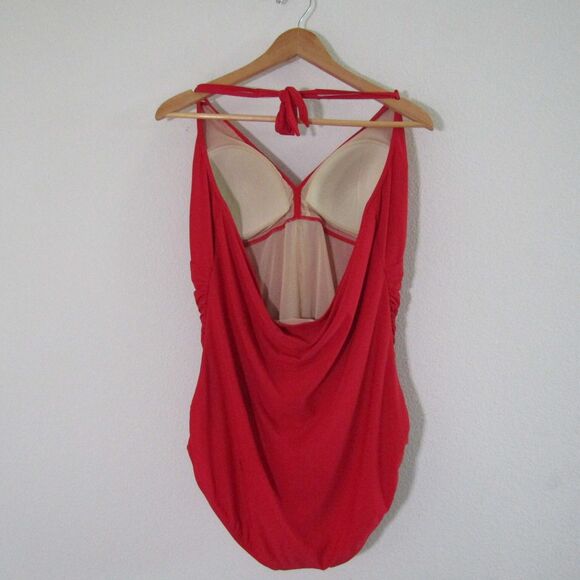 Swimsuits For All One Piece Swimsuit 22 Red Ruched Underwire Tummy Control Beach - Picture 8 of 9